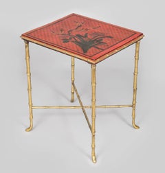 Harequin Pair of Chinoiserie Red Lacquered Side Tables