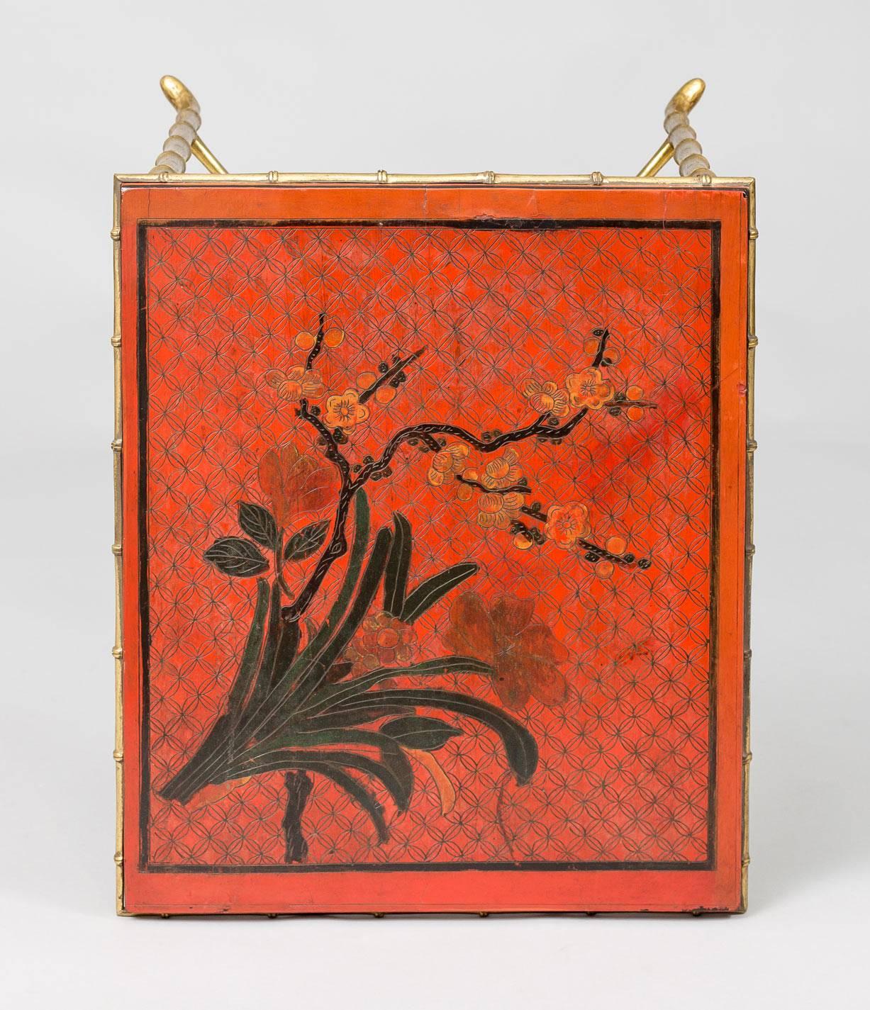 Harequin Pair of Chinoiserie Red Lacquered Side Tables In Good Condition In Sheffield, MA