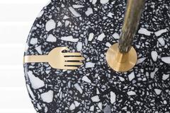 Moon Pole Lamp / Cement and Marble Terrazzo with Brass Inlays