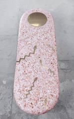 Run to the Light Pink Cement/Marble Terrazzo Sculptural Coffee Table with Brass
