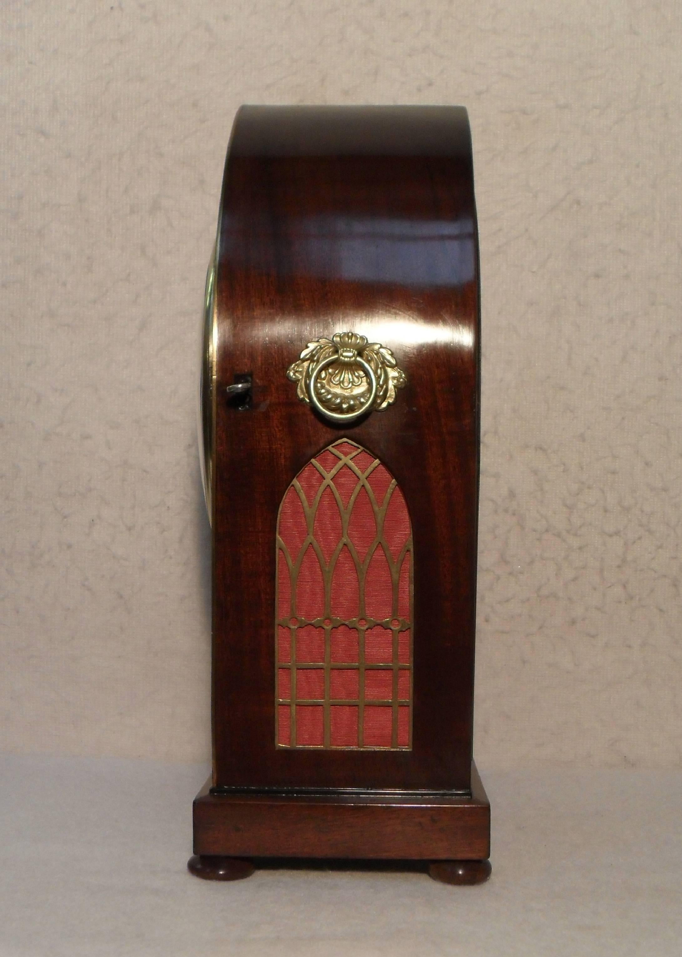 English William IV Mahogany and Brass Inlaid Bracket Clock In Excellent Condition In Macclesfield, GB