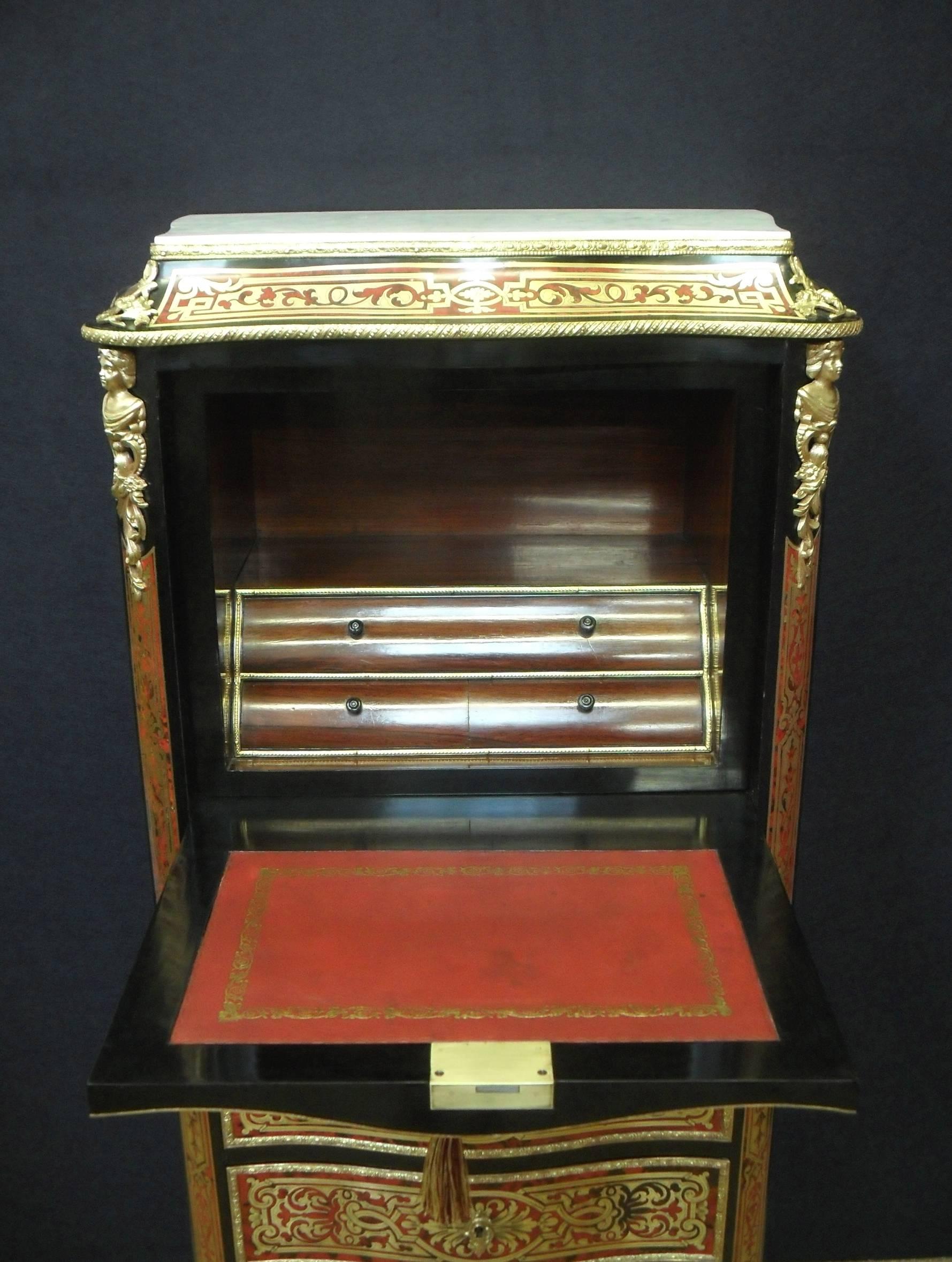 French 19th Century Boulle Wellington Chest Secretaire In Excellent Condition In Macclesfield, GB