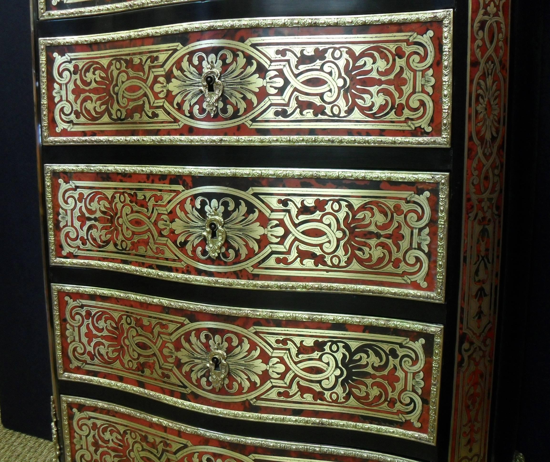 French 19th Century Boulle Wellington Chest Secretaire 1