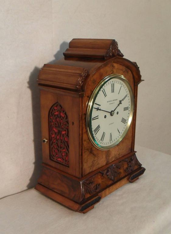 English Victorian Walnut Bracket Clock For Sale at 1stdibs