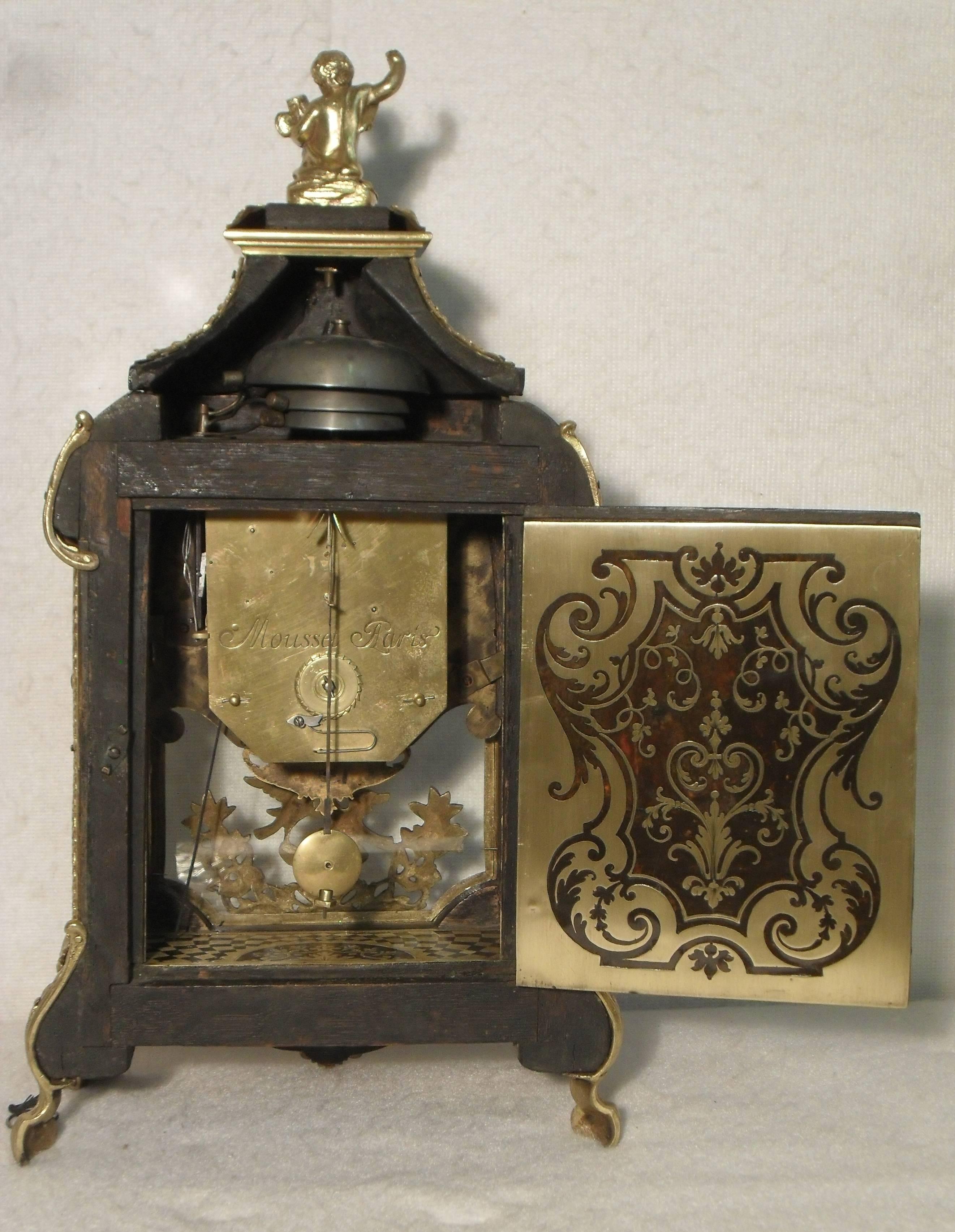 Rare French Louis XV Boulle Bracket Clock with Verge Escapement 1