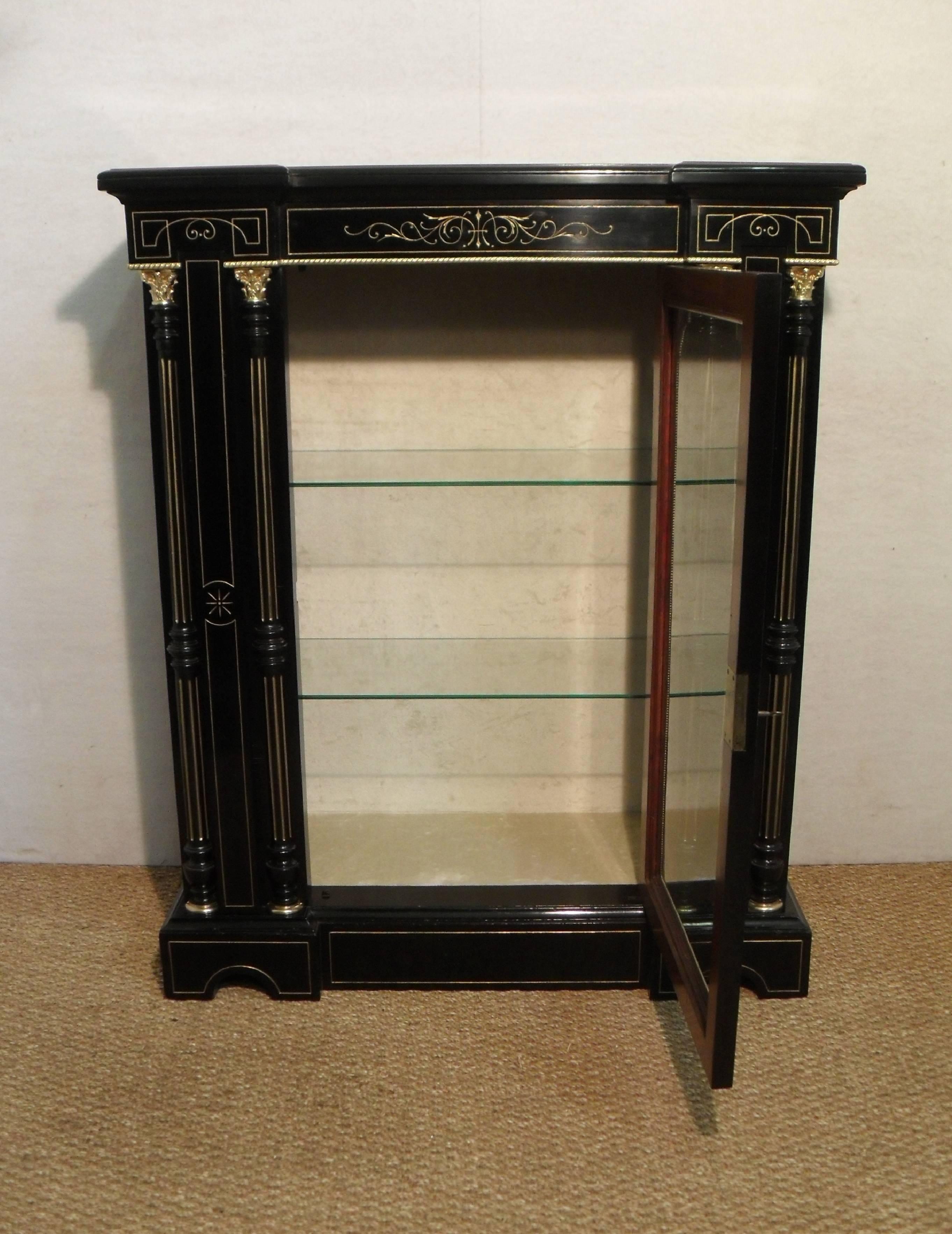 19th Century Pair of Victorian Aesthetic Movement Ebonized Display Cabinets or Bookcases