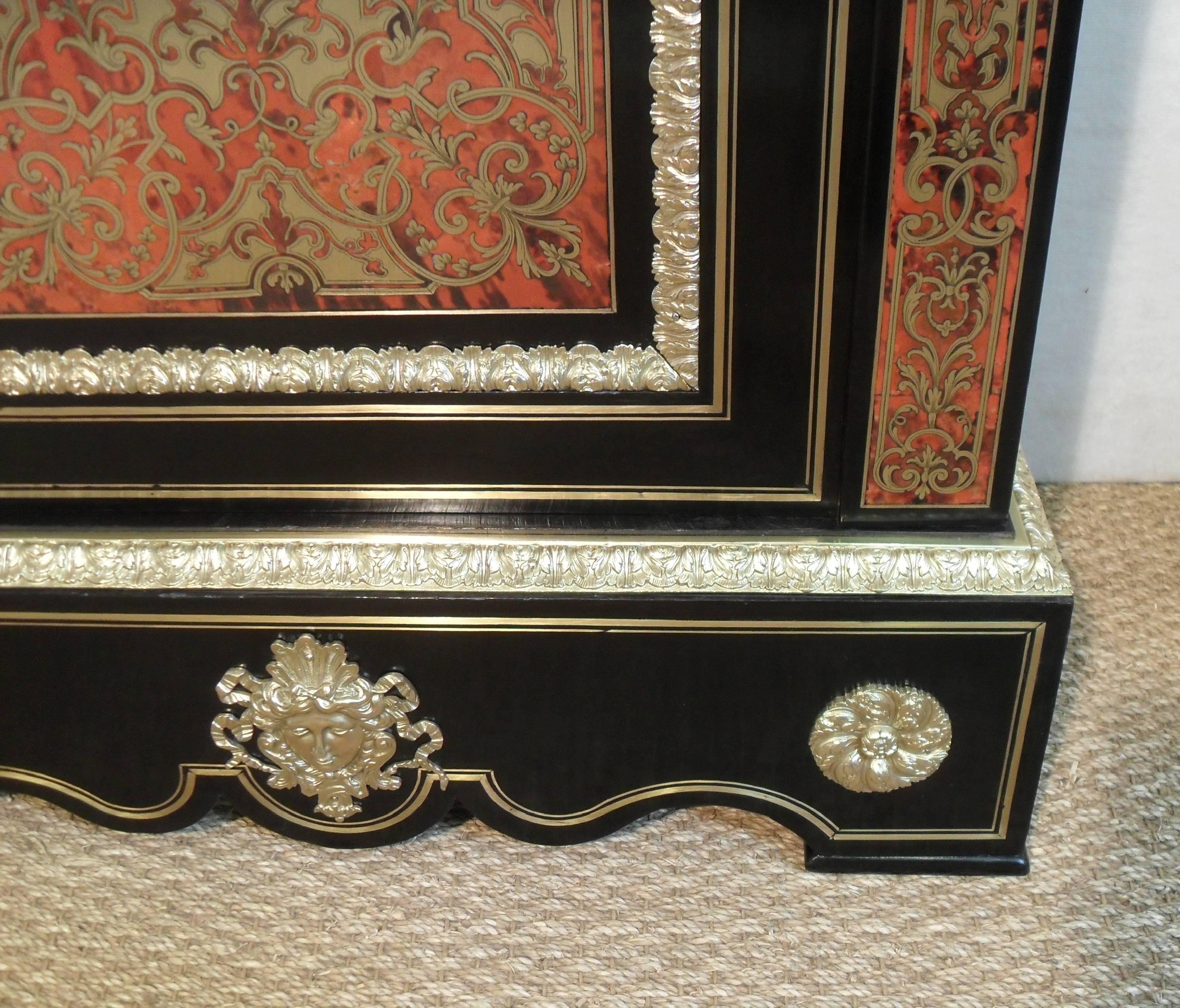 Pair of French Boulle Napoleon III Side Cabinets with Bronze Gilt Mounts 3