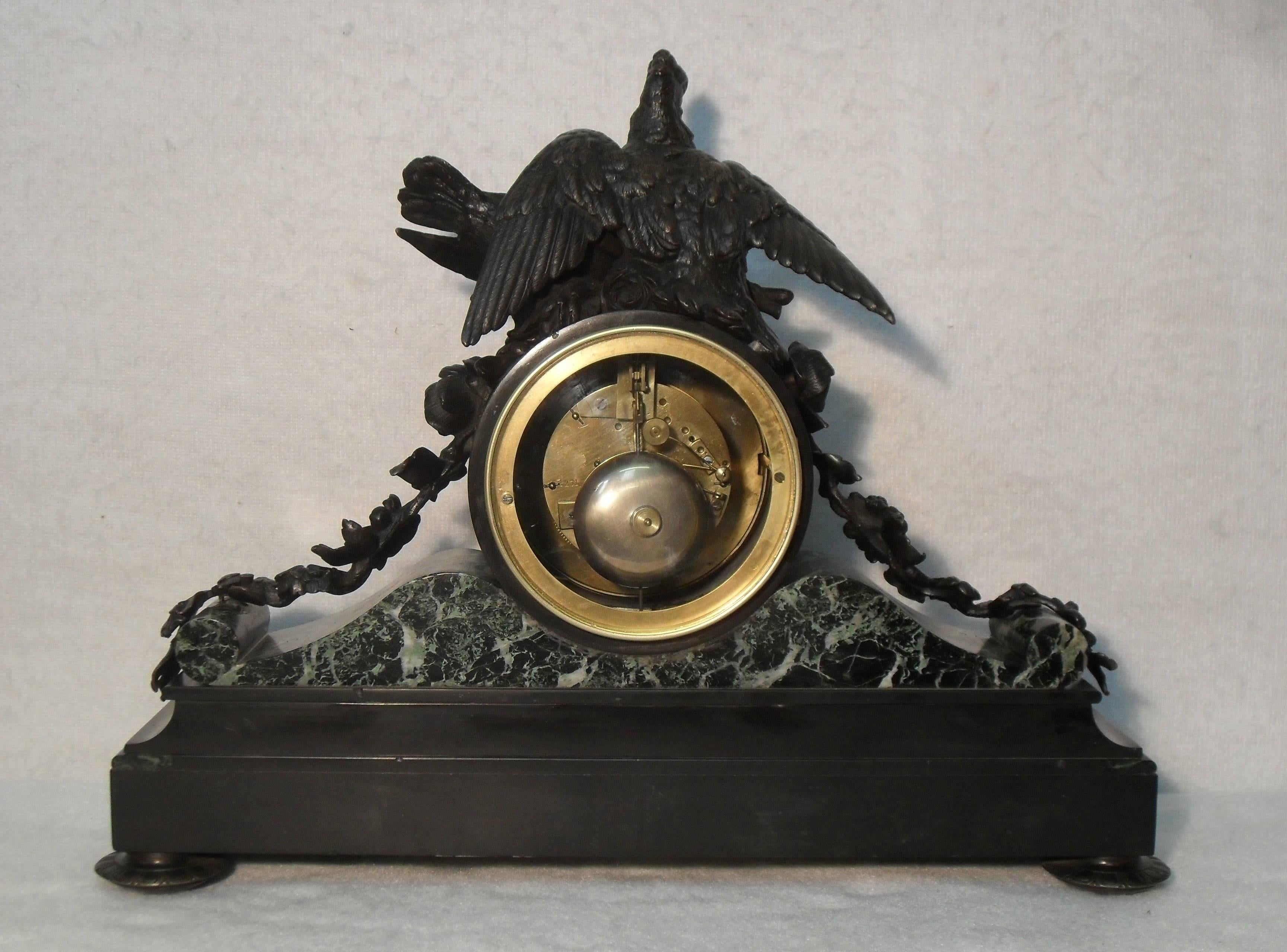 French, 19th Century Marble and Bronze Mantel Clock 1