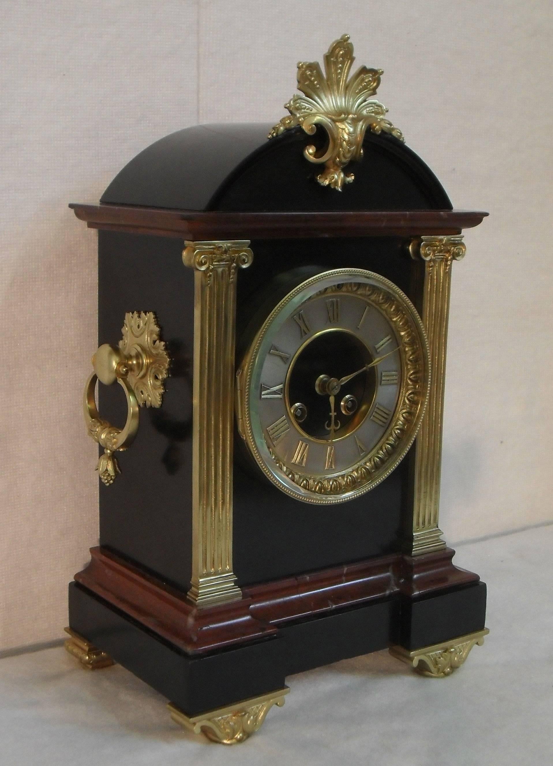 french slate and marble mantle clock