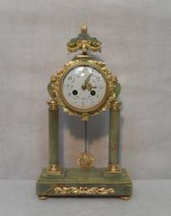 French Onyx Marble and Bronze Gilt Clock Set
