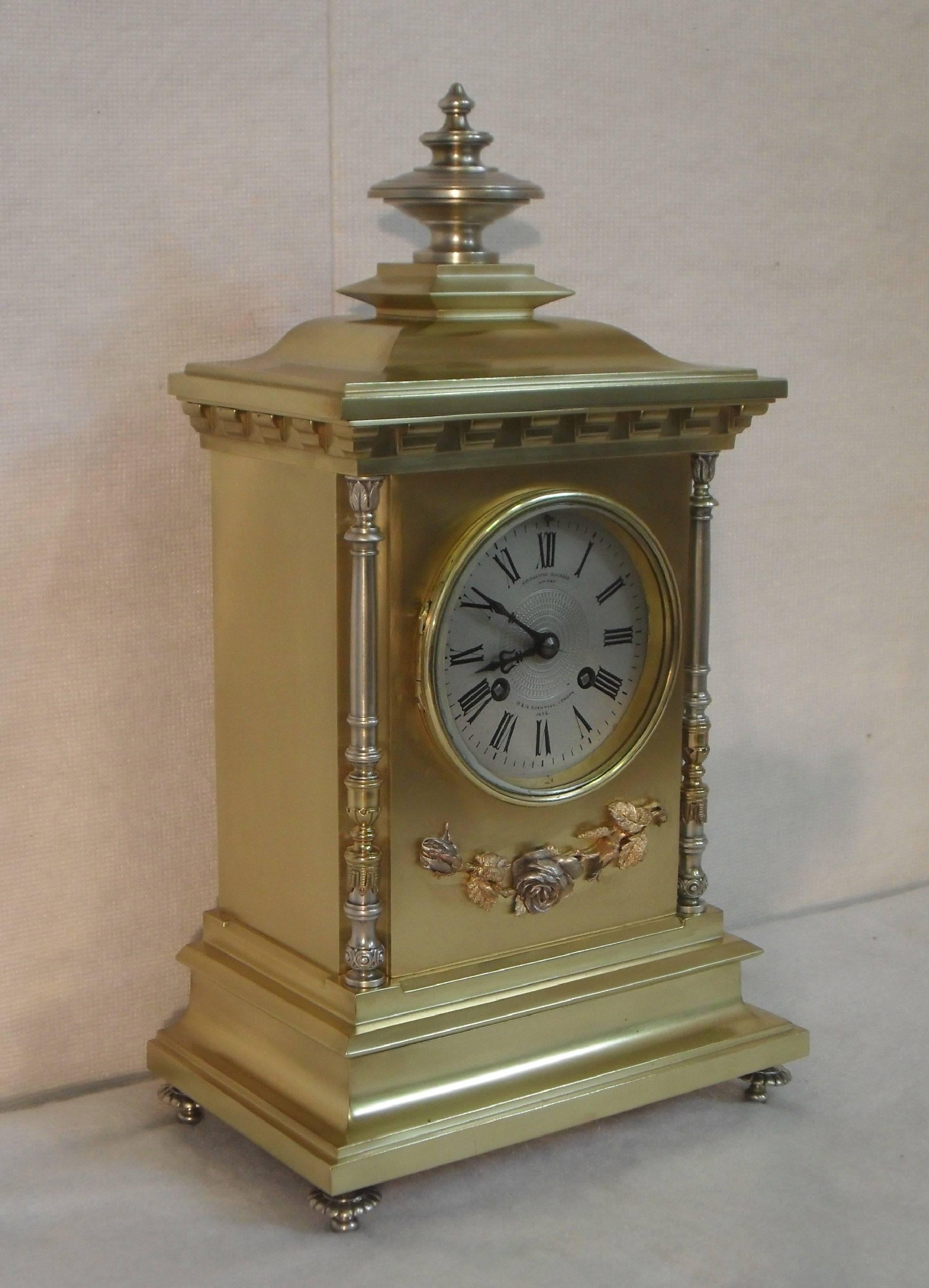 Belle Époque French 19th Century Brass and Gilt Mantel Clock