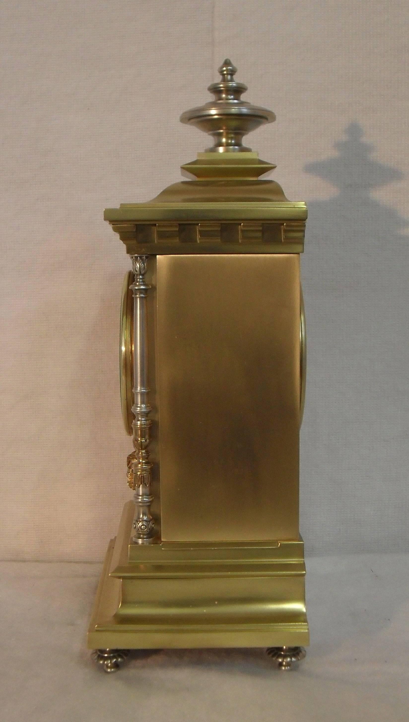 French 19th Century Brass and Gilt Mantel Clock In Excellent Condition In Macclesfield, GB