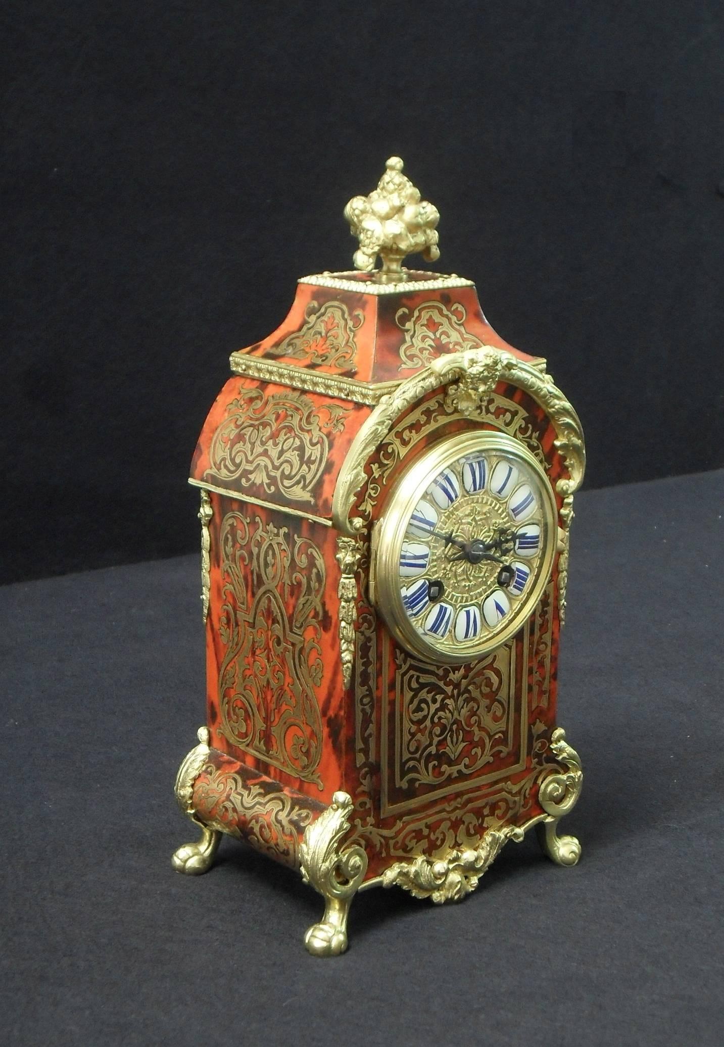 Louis XIV French 19th Century Boulle Mantel Clock