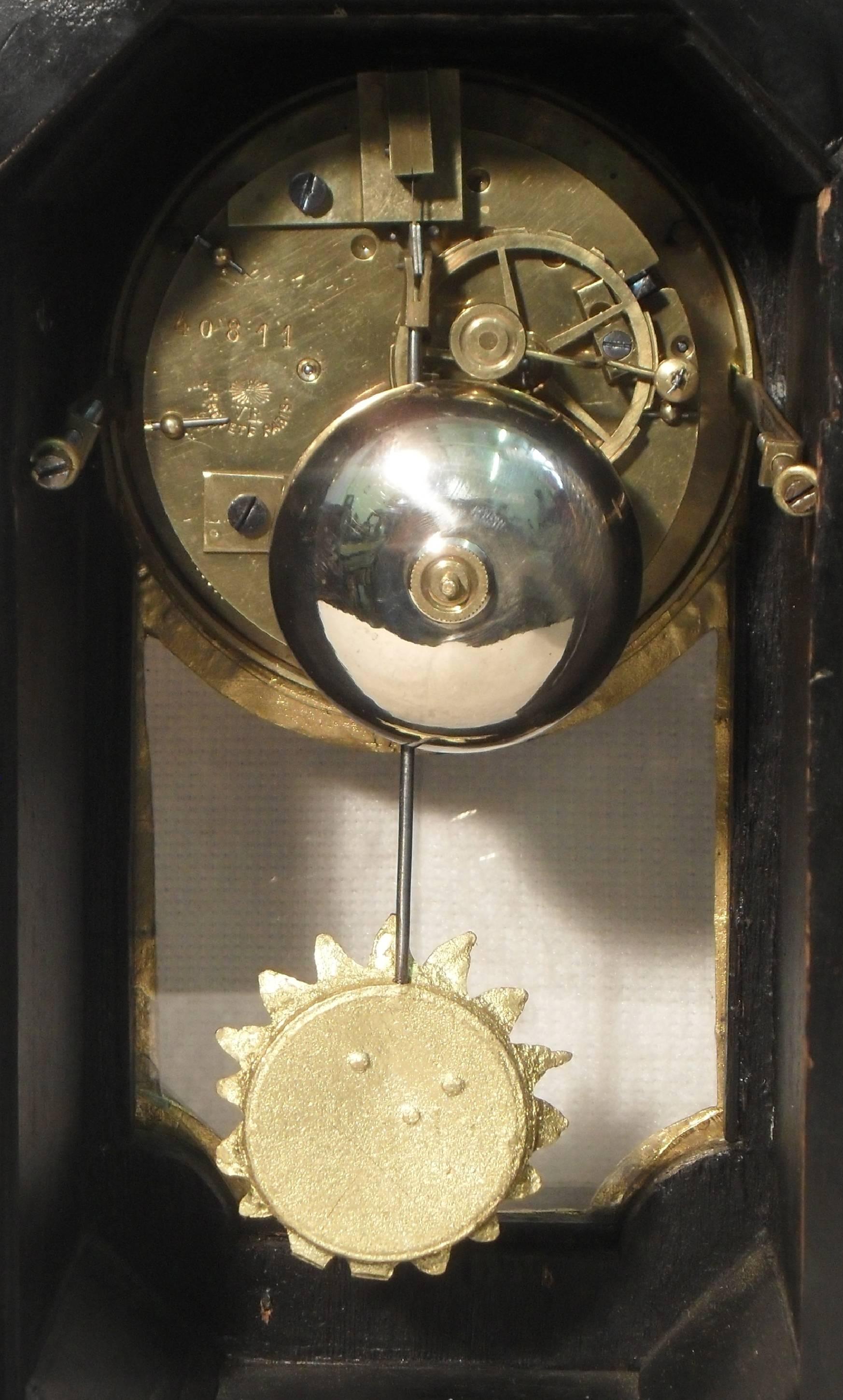 French 19th Century Boulle Mantel Clock 1