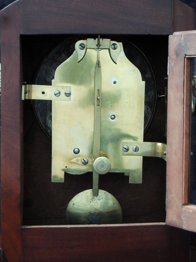 Early Victorian Mahogany and Brass Inlaid Timepiece Bracket Clock For