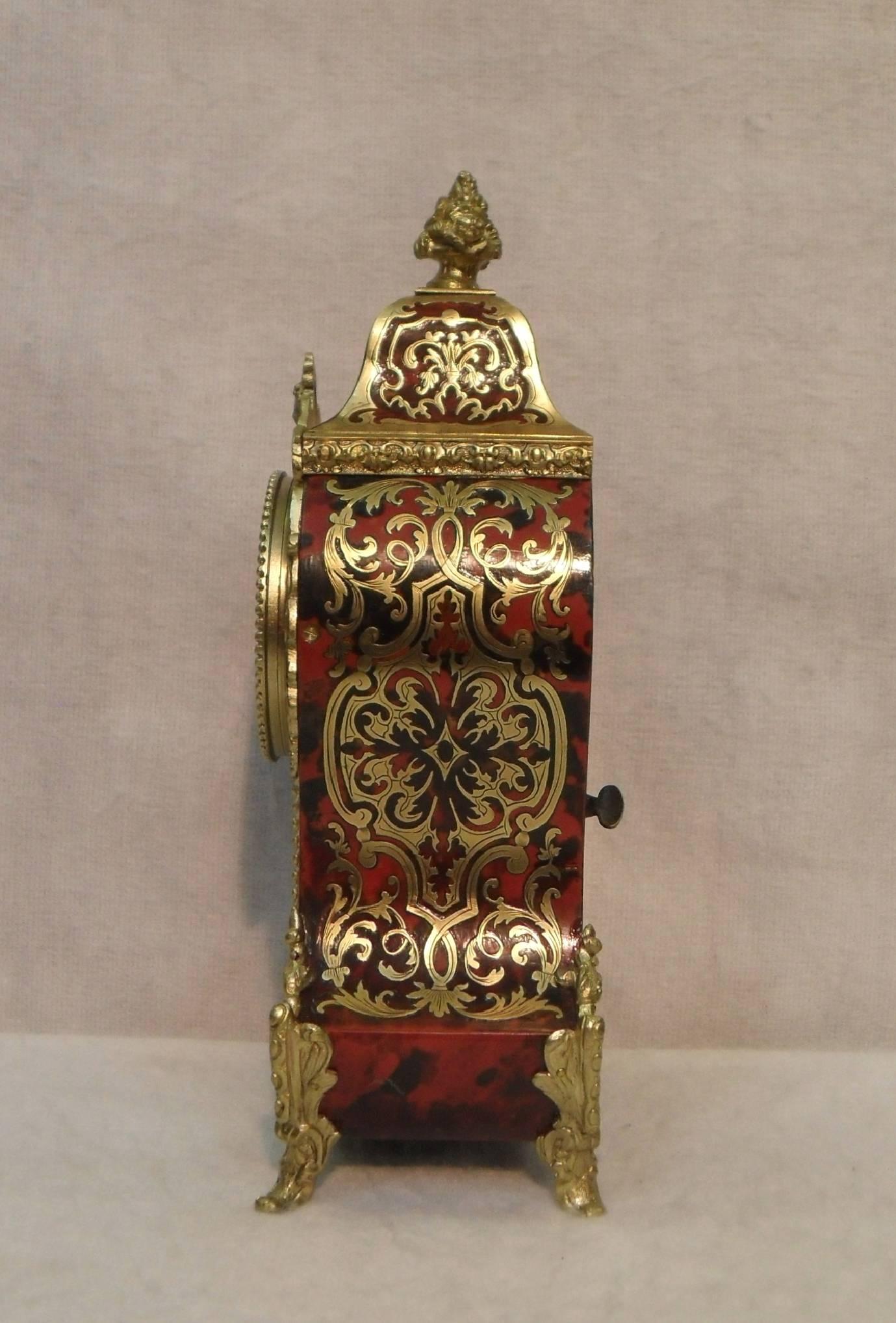 English French 19th Century Boulle Mantel Clock