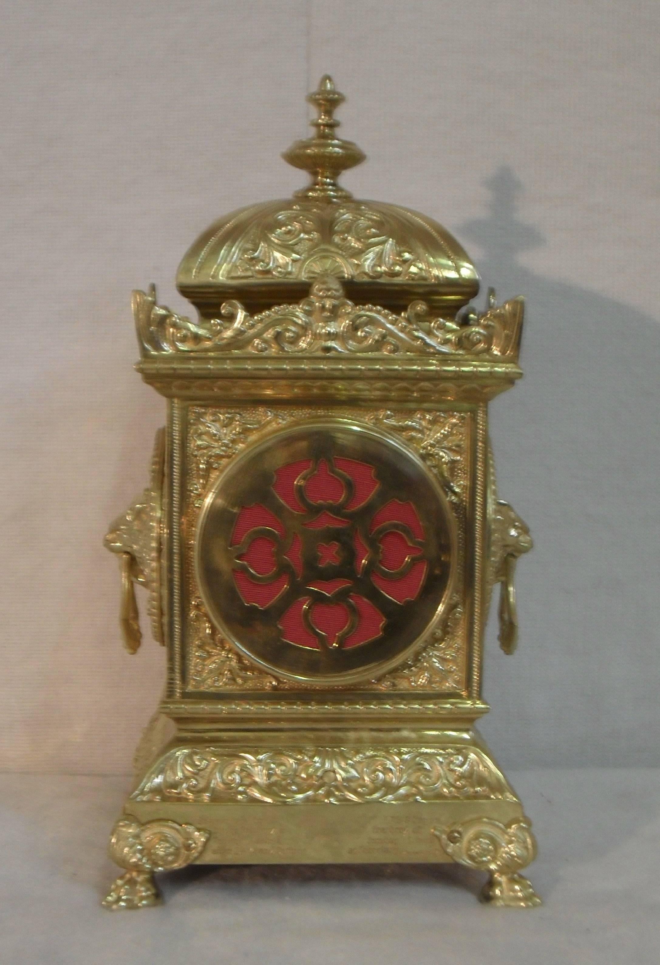 French 19th Century Brass Gilt Mantel Clock 1