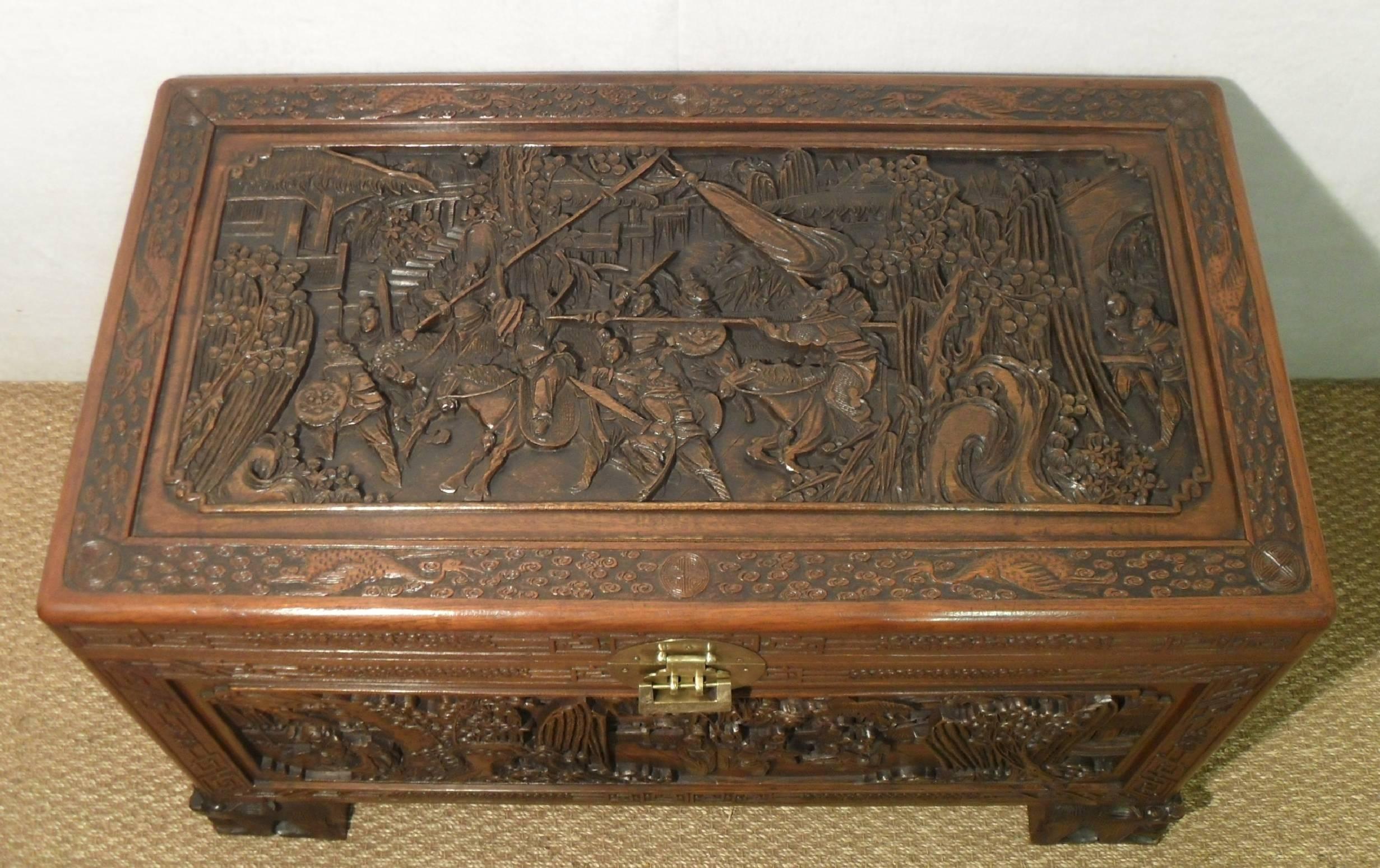 carved wooden chest