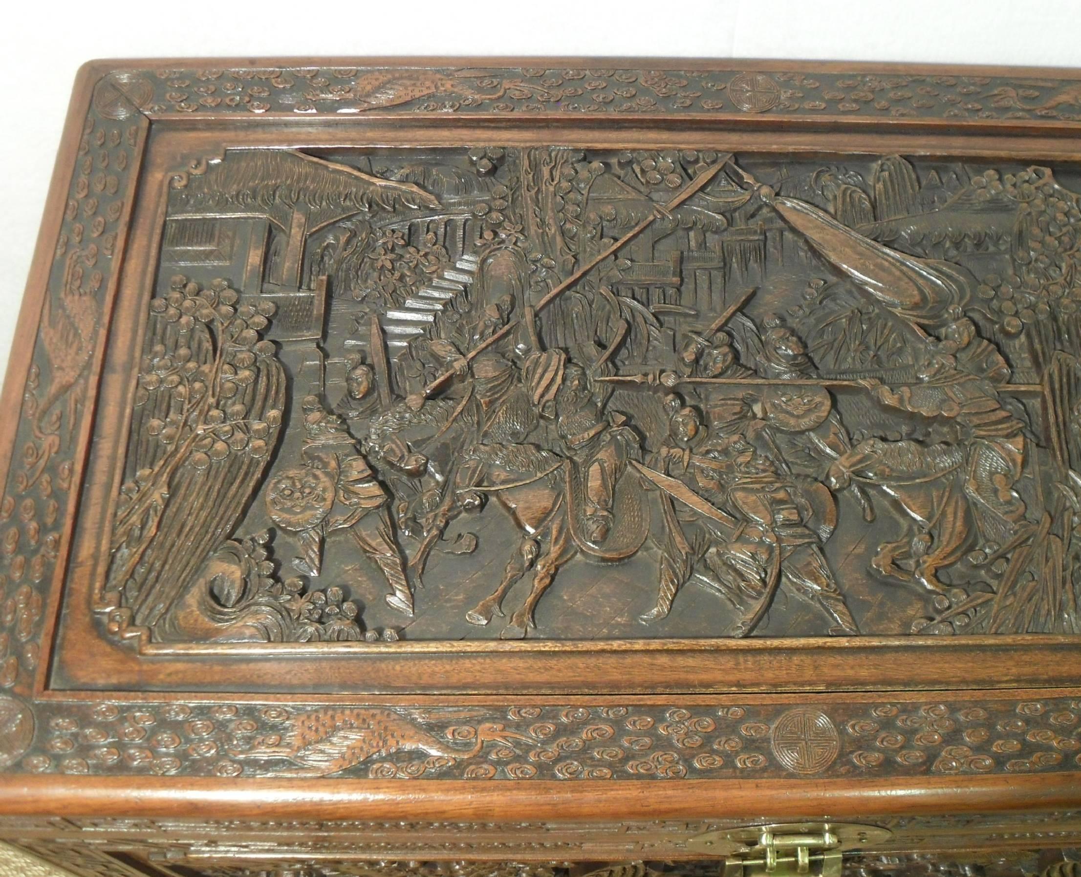 carved camphor wood chest