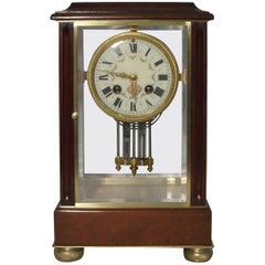 French Belle Époque Mahogany Four Glass Mantel Clock