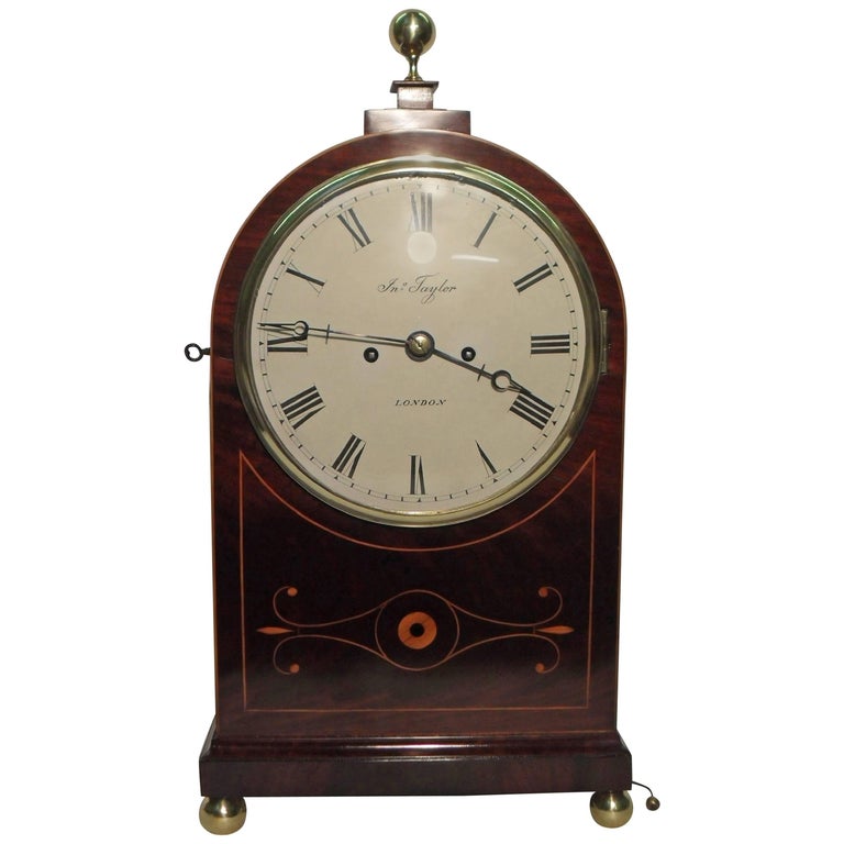 English Regency Mahogany and Inlaid Bracket Clock by Thwaites and Reed