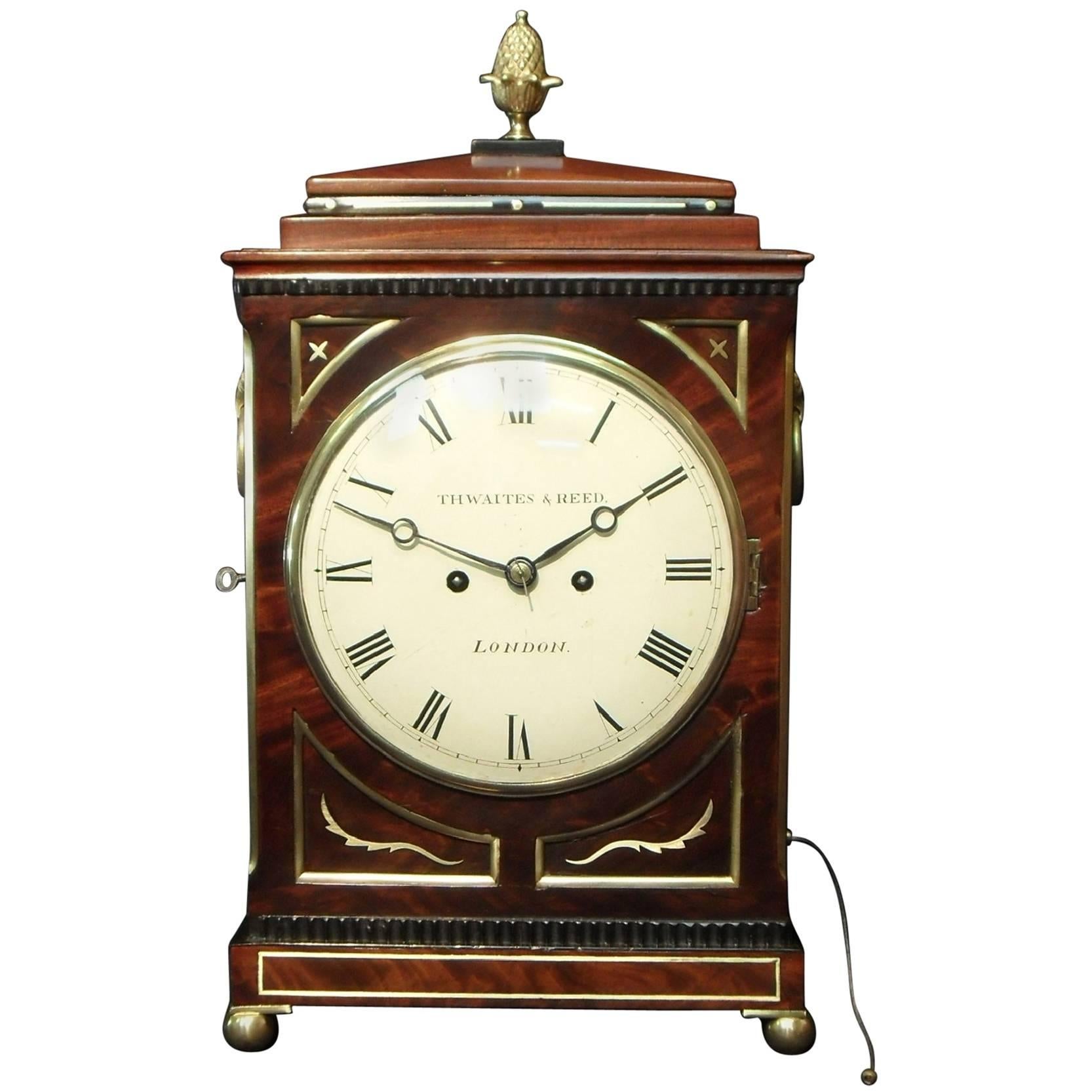 Georgian Mahogany Bracket Clock by Thwaites and Reed