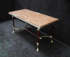 Maison Jansen Midcentury Brass and Marble Coffee Table