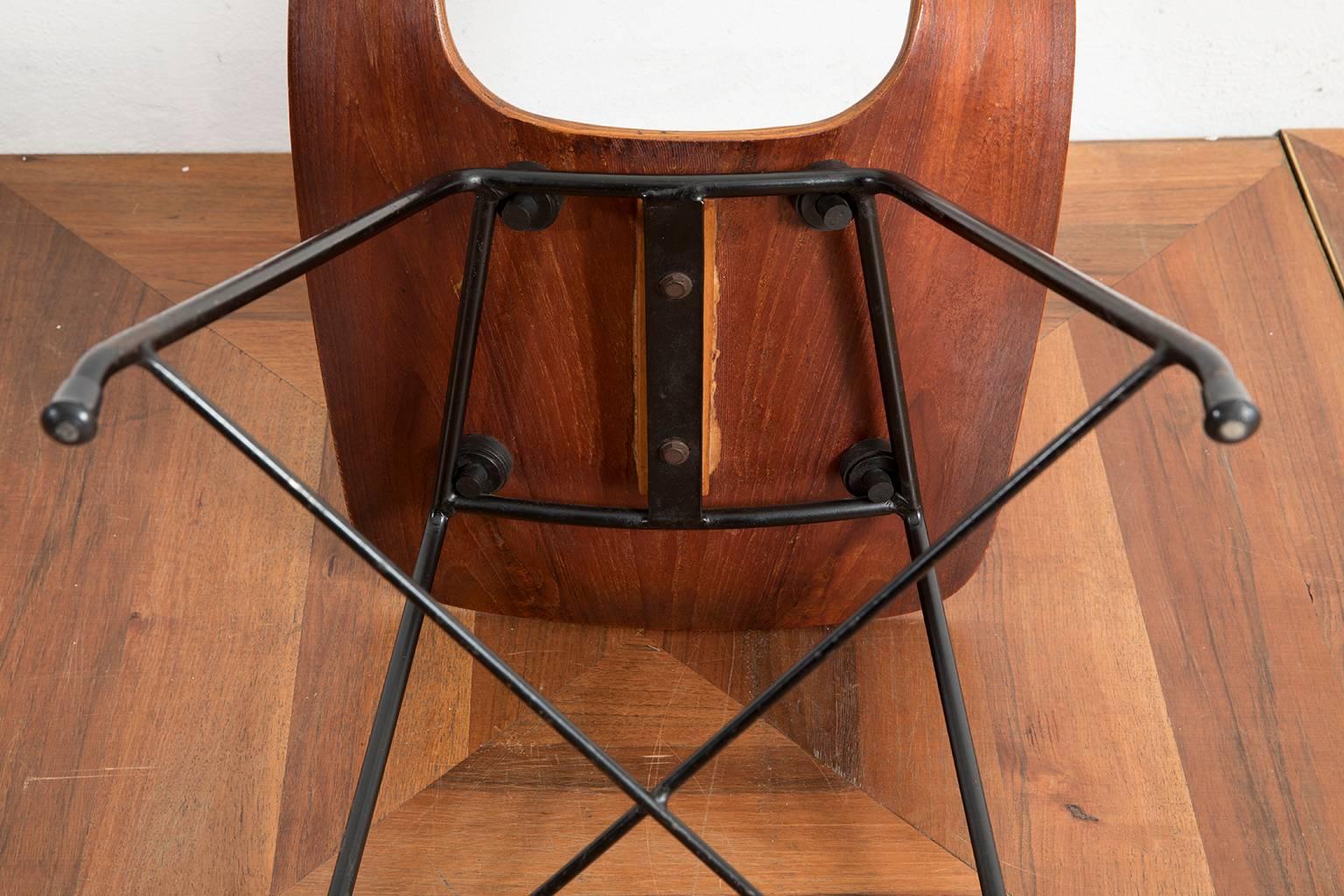 Mid-20th Century Augusto Bozzi Set of Six Ariston Chairs for Saporiti