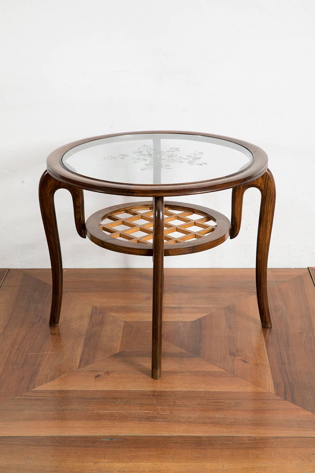 Mid-Century Modern Mid-Century Dark Walnut Wood Coffee Table Attributed to Paolo Buffa, 1940s  For Sale