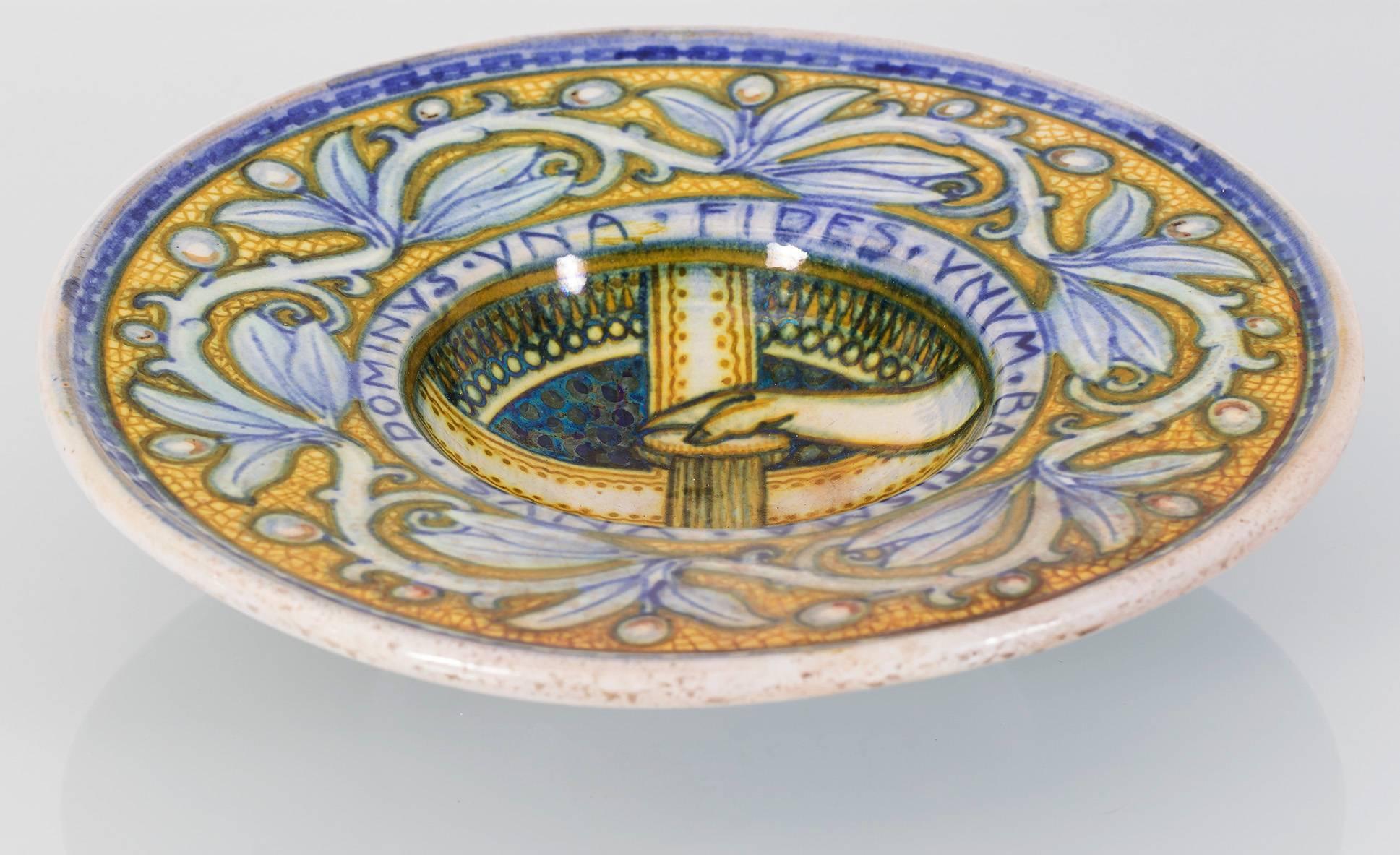 A beautiful example of Italian Liberty style. A 1910s lusterware ceramic dish with St. John the Baptist theme decoration created by Galileo Chini and manufactured by Fornaci di San Lorenzo.

Marked on the bottom: Painted in blue, Chini & Co -