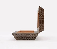 Arabesque Cigar Box, Contemporary Walnut Cigar Box with Humidifier