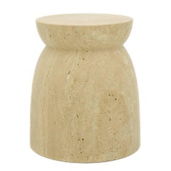 Japan Table, Contemporary Side Table or Stool in Natural Travertine