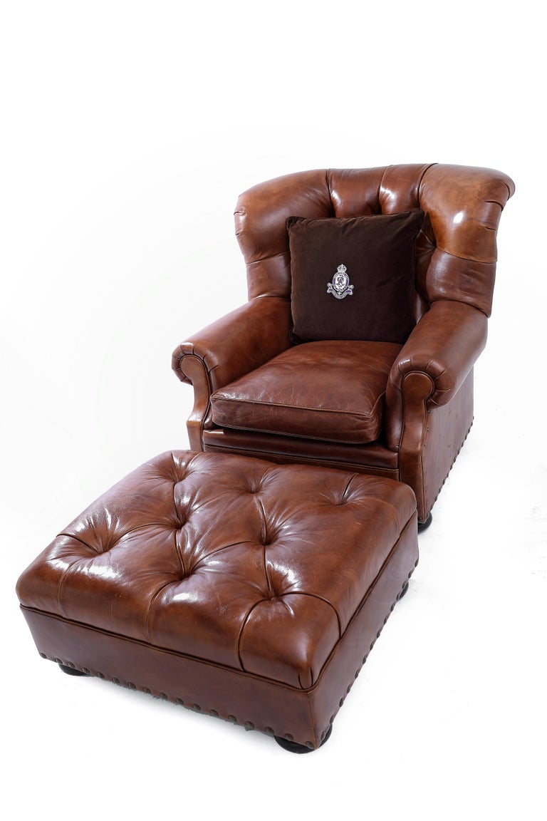 Ralph Lauren Iconic Writer S Chair And Ottoman In High Quality Brown Modern Ralph Lauren Iconic Writer S Chair Ottoman In High Quality Brown Leathera For