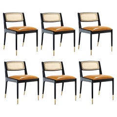 Contemporary Dining Chair Featuring Natural Rattan Backrest