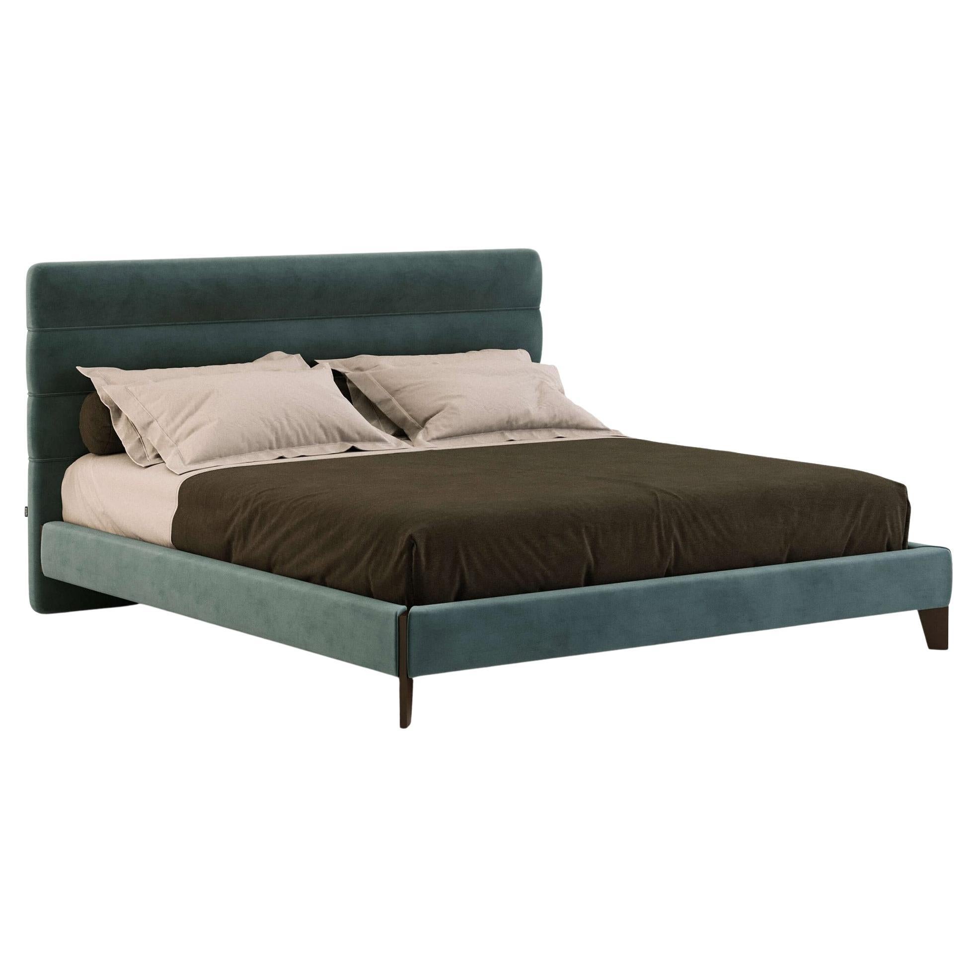 American King Bed Offered in Stain Resistant Velvet For Sale