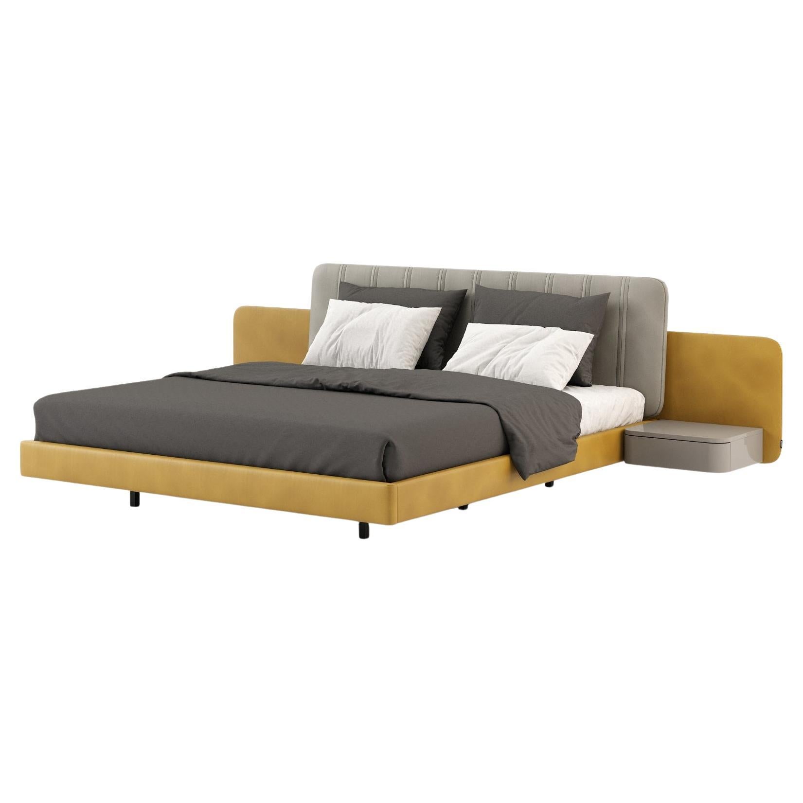 Danish Teak King Platform Bed with Floating Nightstands by Falster