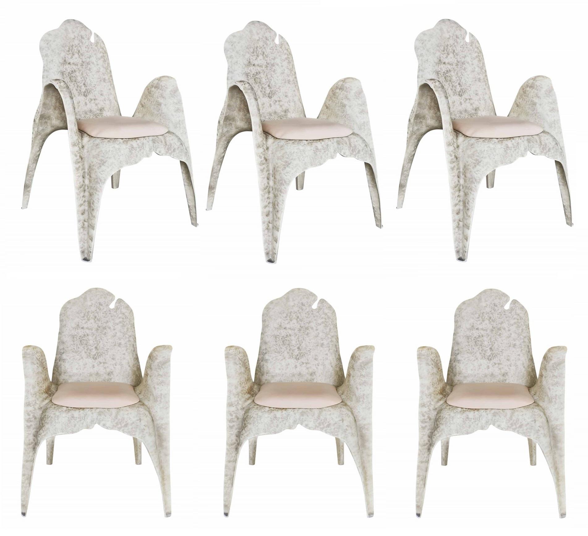 Brutalist Carved Horseshoe Shaped Dining Chairs at 1stDibs