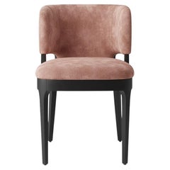 Custom Dining Chair in Velvet and Natural Oak