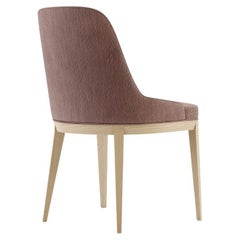 Custom Dining Chair Upholstered in Velvet with Natural Wood Frame