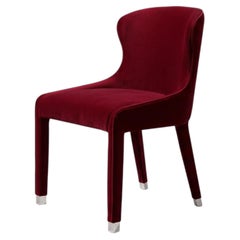 Contemporary Dining Chair in Deep Red Velvet & Polished Metal By Mondo Design