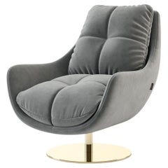  Custom Swivel Lounge Chair with Metallic Base