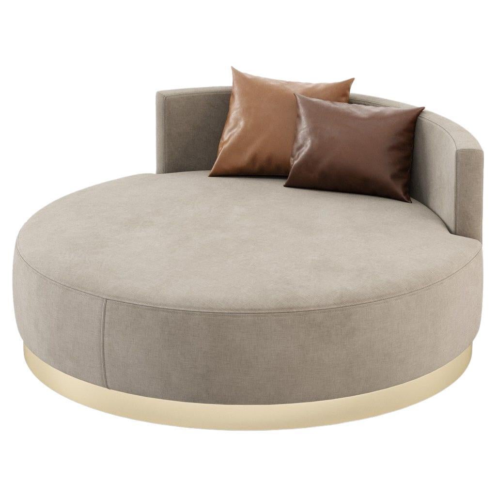 Extra Large Round Chaise Longue Offered in Velvet with Metal or Wood
