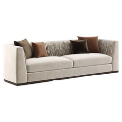 Contemporary Sofa Ft. Pleated Backrest in Beige Velvet