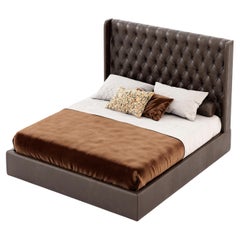California King Bed in Tufted Leather
