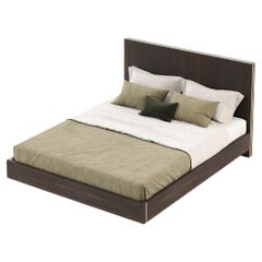 California King Size Bed in Custom Wood Color and Metal Detailing