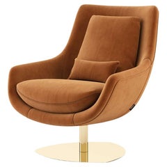 Swivel Armchair Offered in Custom Velvet Shown in Amber