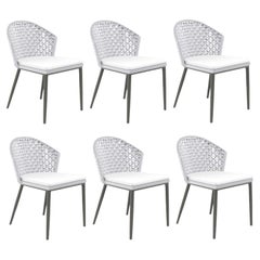 Outdoor Dining Chairs in Seashell Weather Resistant Wicker / Set of 6