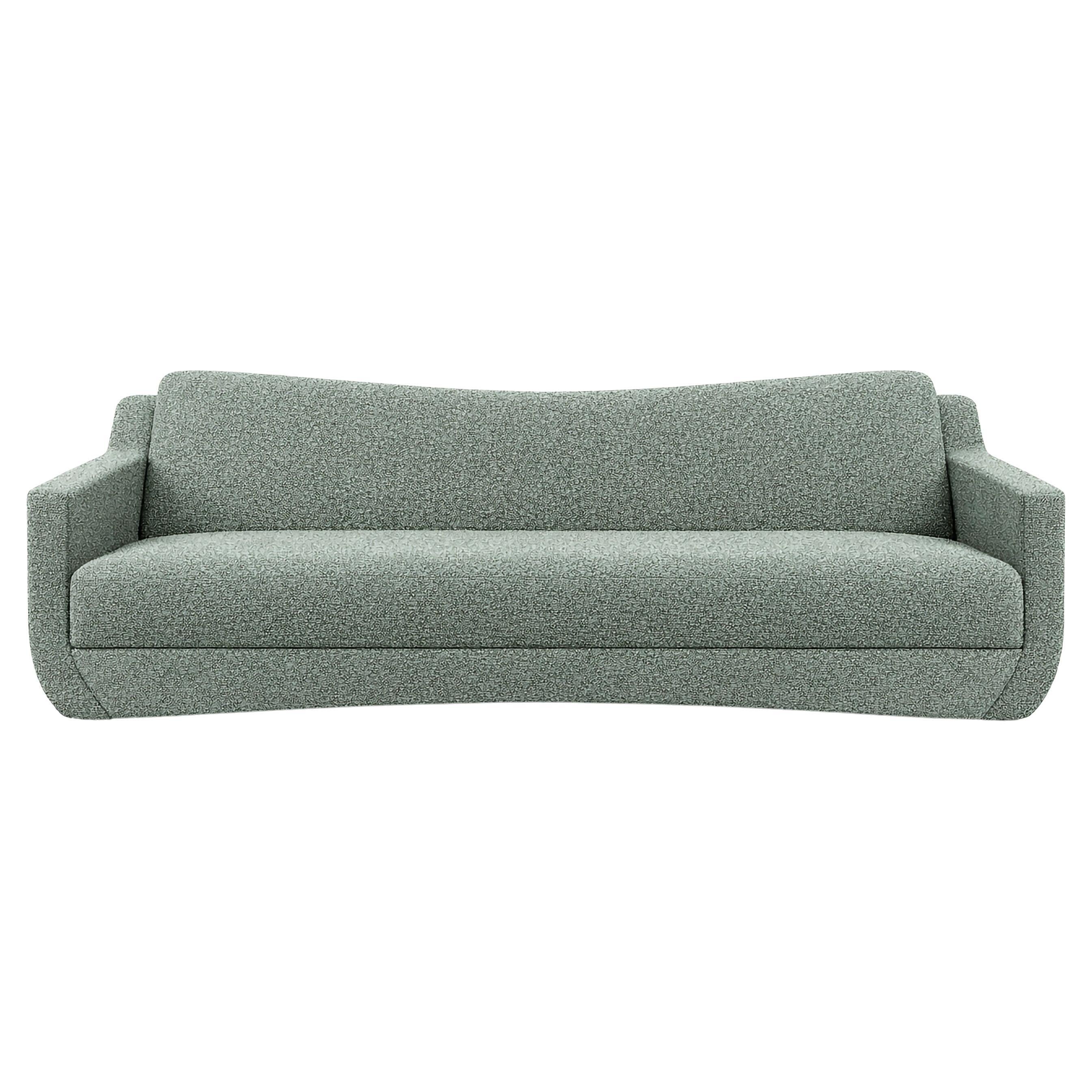 Contemporary Sculptural Sofa with Curved Base and Tailored Upholstery