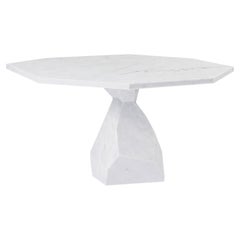 Rock Contemporary Sculptural Dining Table Carved from a Single Block of Marble