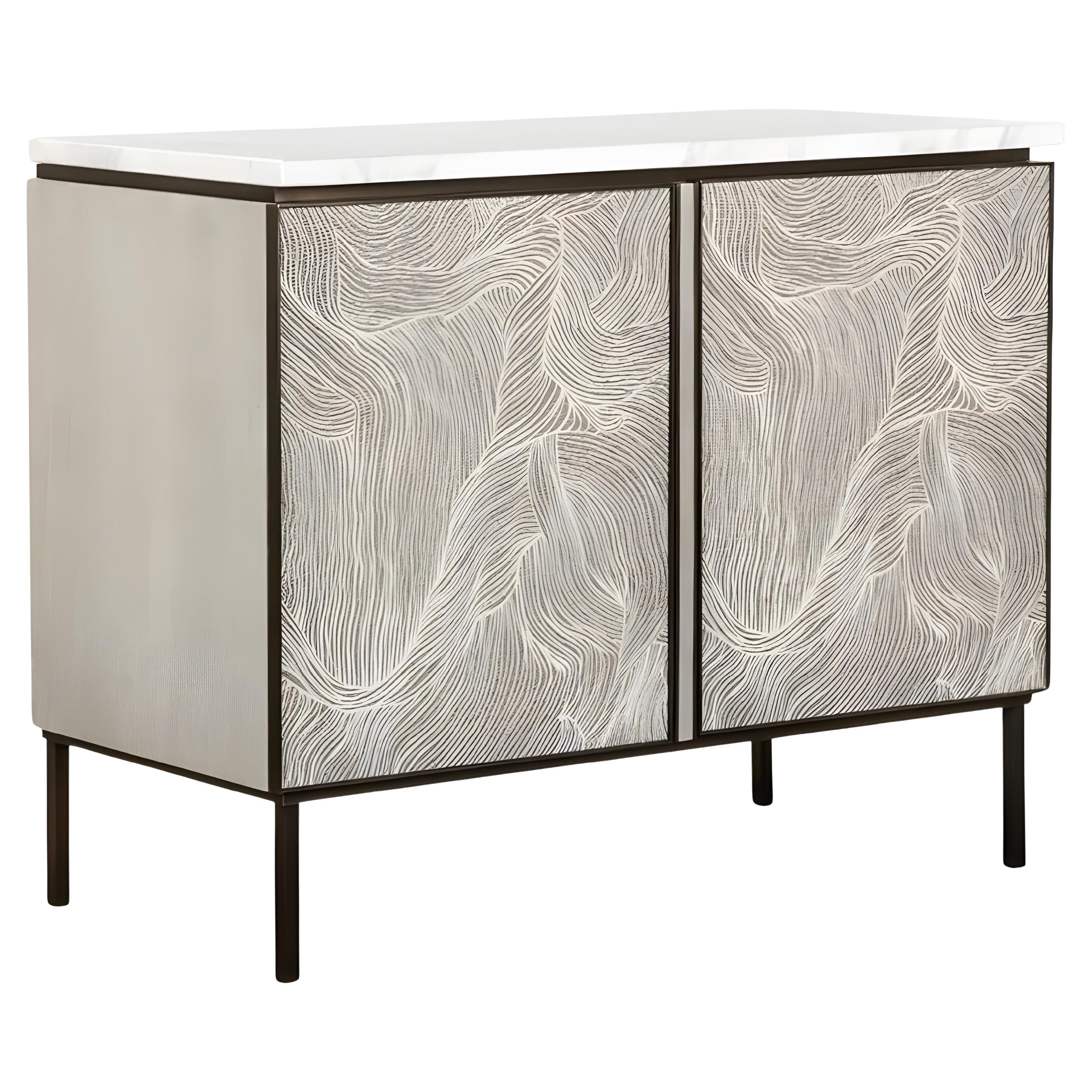 Mobile personalizzato in Oak Oak e ante in Fabrice, piano in Marmo Calacatta